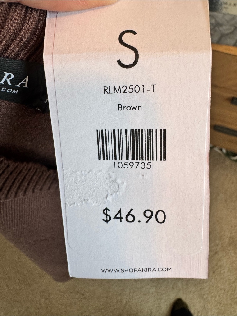 NWT Brown Mock Neck Sweater Dress with Bell Sleeves | Size Small - Picture 5 of 5